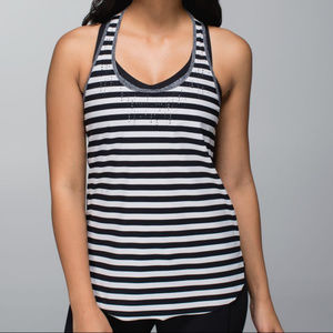 lululemon athletica Black and White Striped Tank Top